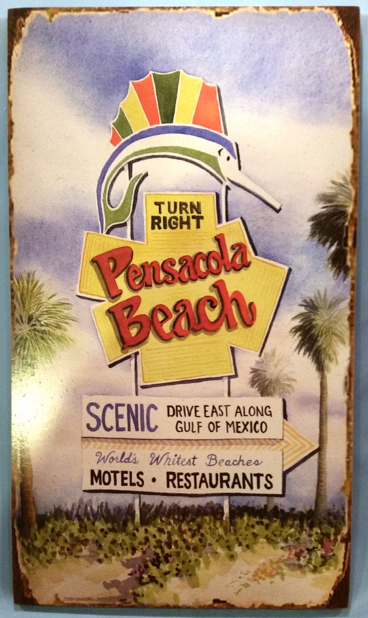 Pensacola Beach Marlin Sign Plaque Island Style Florida