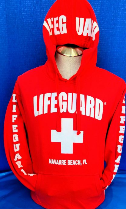 Red Sweater with Bold White Lettering