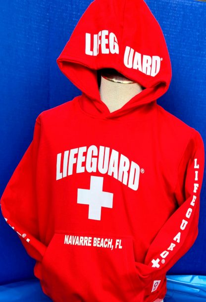 Red Colored, Kid sized sweater with bold white lettering