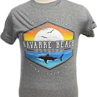 Navarre Beach Souvenir T-Shirt - Graphite Heather - Shark