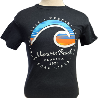 Navarre Beach Souvenir T-Shirt - Black - Wave