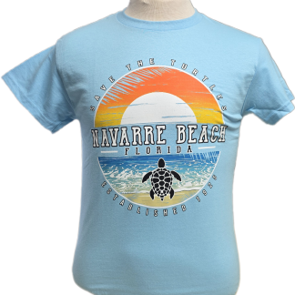 Navarre Beach Souvenir T-Shirt - Sky - Turtle Sunset