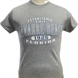 Navarre Beach Souvenir T-Shirt - Graphite Heather - Varsity Establish Date