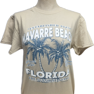 Navarre Beach Souvenir T-Shirt - Sand - Double Palms