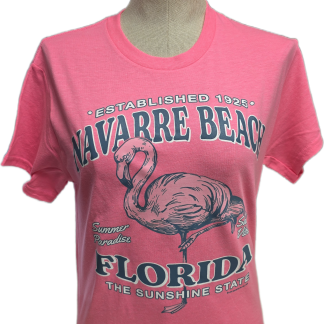 Navarre Beach Souvenir T-Shirt - Safety Pink - Flamingo