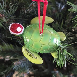 Turtle With Santa Hat Ornament